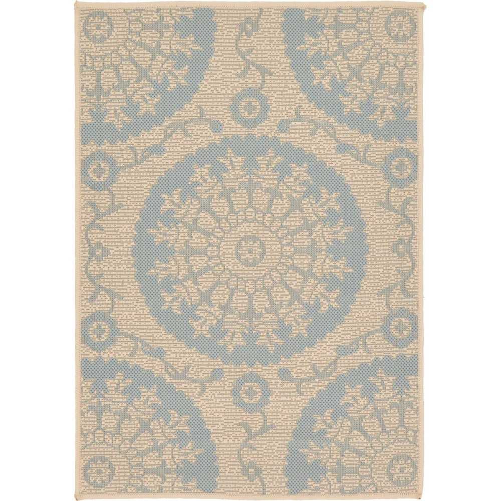 Rug Unique Loom Outdoor Botanical Light Blue Rectangular 2' 2 x 3' 0