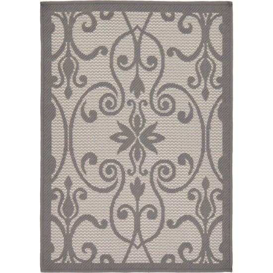 Rug Unique Loom Outdoor Botanical Gray Rectangular 2' 2 x 3' 0