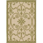 Rug Unique Loom Outdoor Botanical Light Green Rectangular 2' 2 x 3' 0