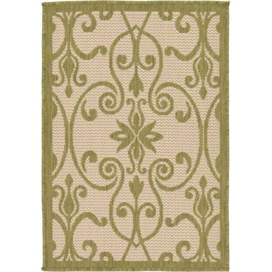 Rug Unique Loom Outdoor Botanical Light Green Rectangular 2' 2 x 3' 0