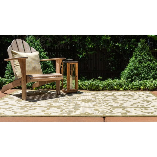 Rug Unique Loom Outdoor Botanical Light Green Rectangular 2' 2 x 3' 0