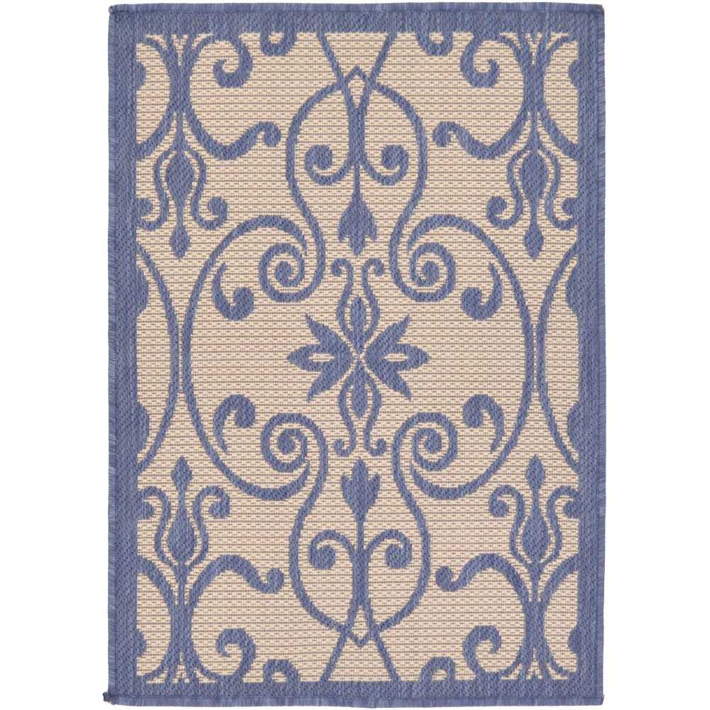 Rug Unique Loom Outdoor Botanical Blue Rectangular 2' 2 x 3' 0