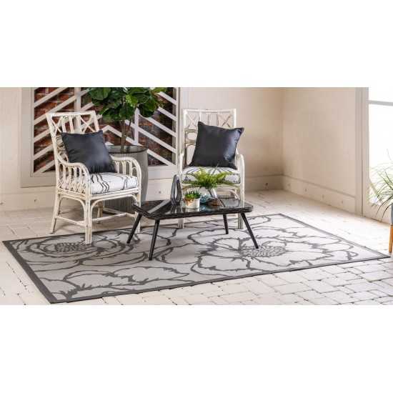 Rug Unique Loom Outdoor Botanical Gray Rectangular 2' 2 x 3' 0