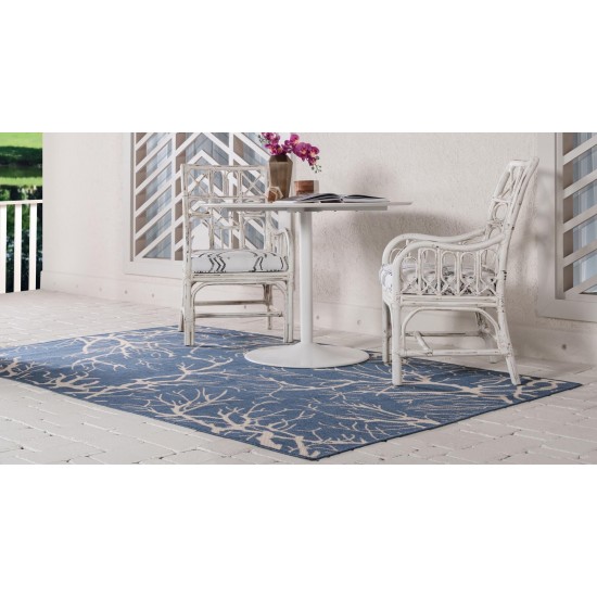 Rug Unique Loom Outdoor Botanical Navy Blue Rectangular 2' 0 x 3' 0