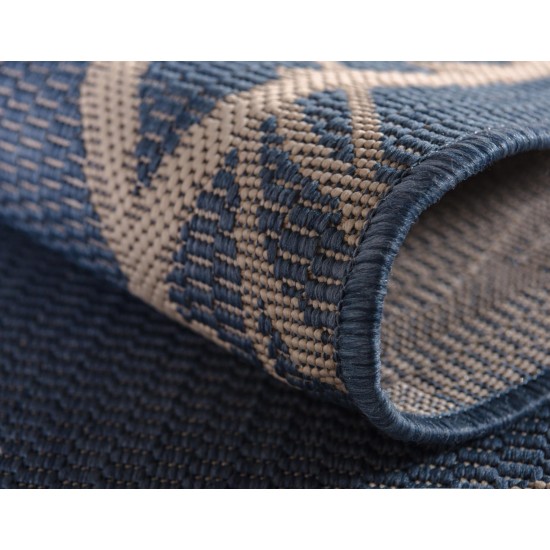Rug Unique Loom Outdoor Botanical Navy Blue Rectangular 2' 0 x 3' 0