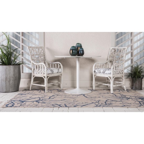 Rug Unique Loom Outdoor Botanical Beige/Navy Blue Rectangular 2' 0 x 3' 0