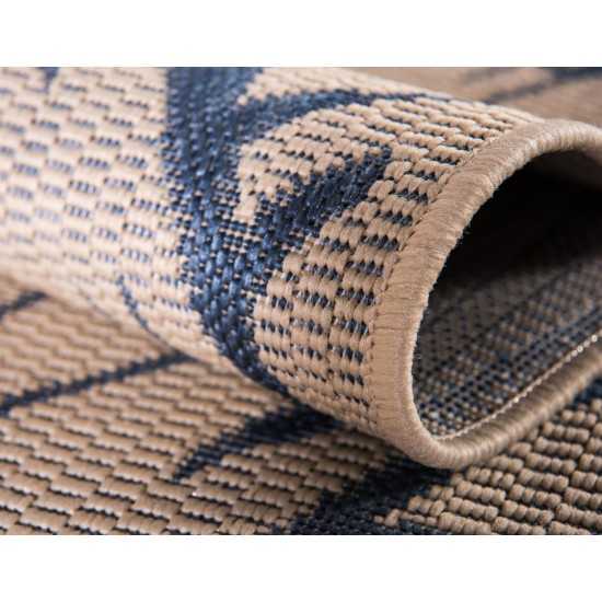 Rug Unique Loom Outdoor Botanical Beige/Navy Blue Rectangular 2' 0 x 3' 0