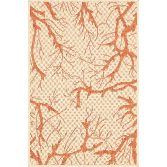 Rug Unique Loom Outdoor Botanical Beige/Terracotta Rectangular 2' 0 x 3' 0