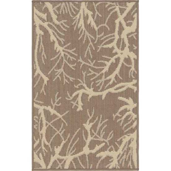 Rug Unique Loom Outdoor Botanical Brown Rectangular 2' 0 x 3' 0