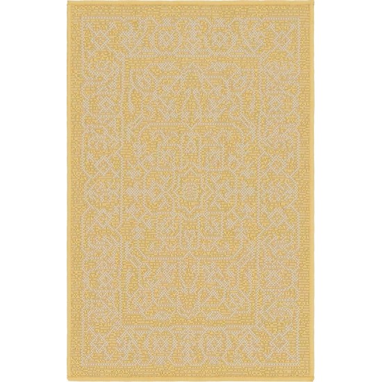 Rug Unique Loom Outdoor Botanical Yellow Rectangular 2' 0 x 3' 0