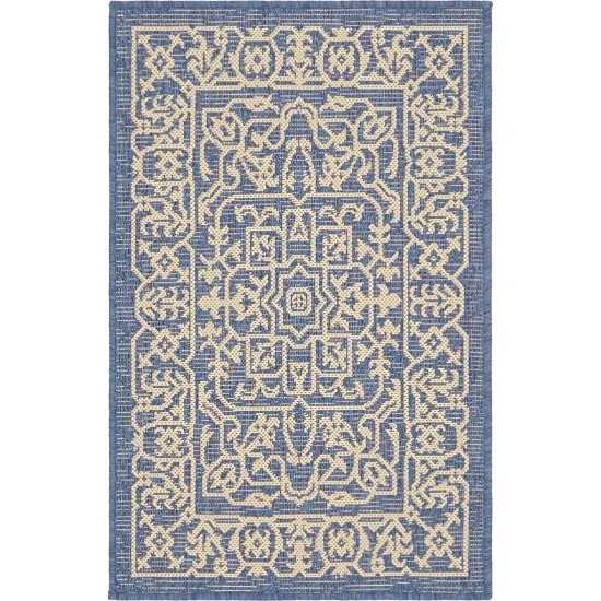 Rug Unique Loom Outdoor Botanical Navy Blue Rectangular 2' 0 x 3' 0