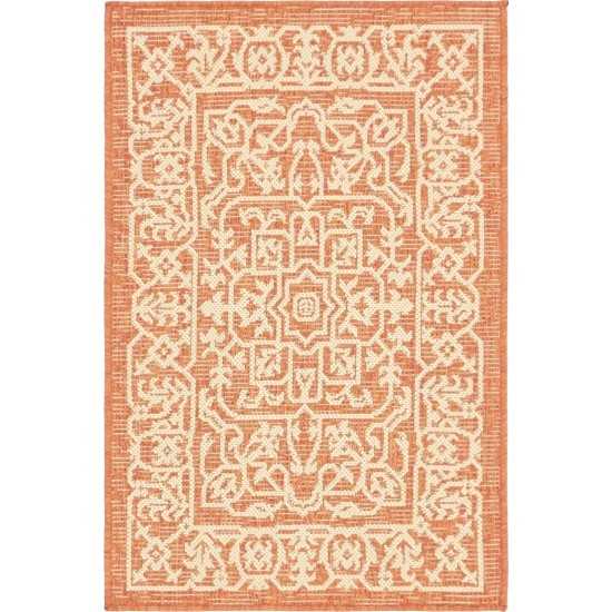 Rug Unique Loom Outdoor Botanical Terracotta Rectangular 2' 0 x 3' 0