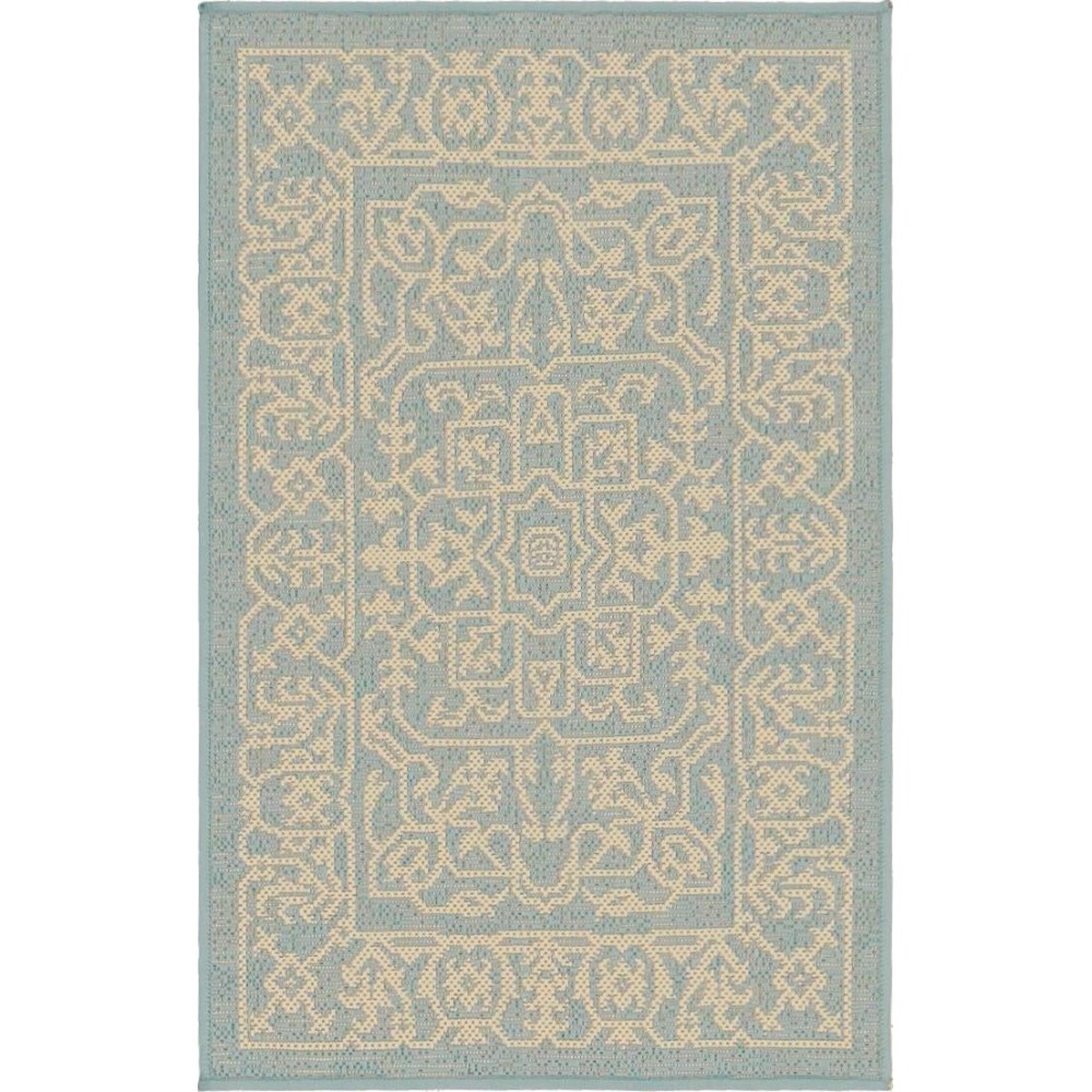 Rug Unique Loom Outdoor Botanical Light Blue Rectangular 2' 0 x 3' 0