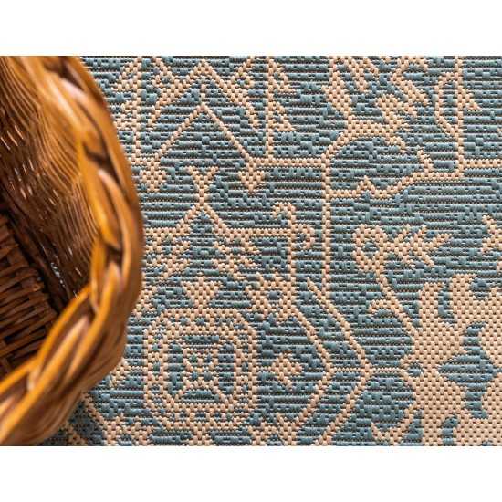 Rug Unique Loom Outdoor Botanical Light Blue Rectangular 2' 0 x 3' 0