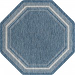 Rug Unique Loom Outdoor Border Blue Octagon 8' 0 x 8' 0