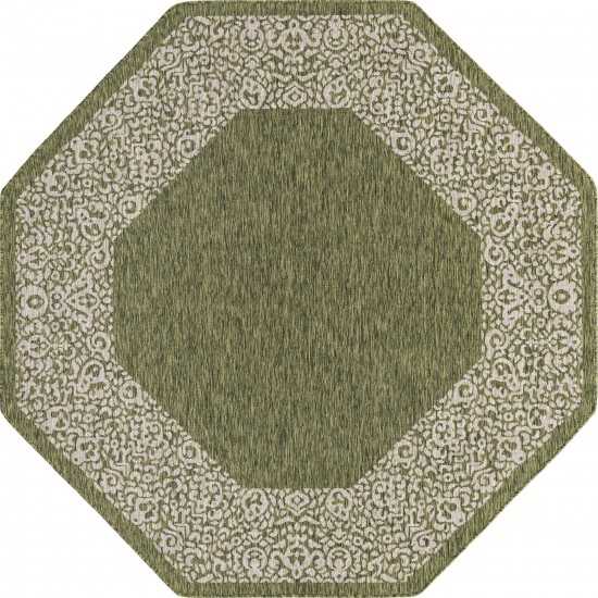 Rug Unique Loom Outdoor Border Green Octagon 7' 10 x 7' 10