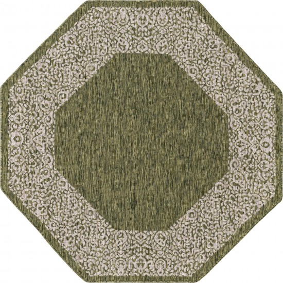 Rug Unique Loom Outdoor Border Green Octagon 5' 3 x 5' 3