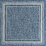 Rug Unique Loom Outdoor Border Blue Square 7' 10 x 7' 10