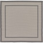 Rug Unique Loom Outdoor Border Gray Square 6' 0 x 6' 0