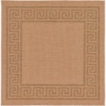 Rug Unique Loom Outdoor Border Light Brown Square 6' 0 x 6' 0