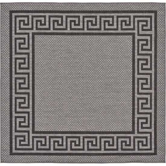 Rug Unique Loom Outdoor Border Gray Square 6' 0 x 6' 0