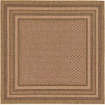 Rug Unique Loom Outdoor Border Brown Square 6' 0 x 6' 0