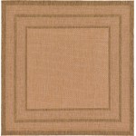 Rug Unique Loom Outdoor Border Light Brown Square 6' 0 x 6' 0