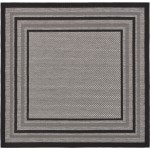 Rug Unique Loom Outdoor Border Gray Square 6' 0 x 6' 0