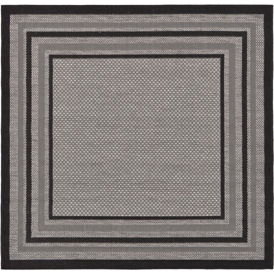 Rug Unique Loom Outdoor Border Gray Square 6' 0 x 6' 0