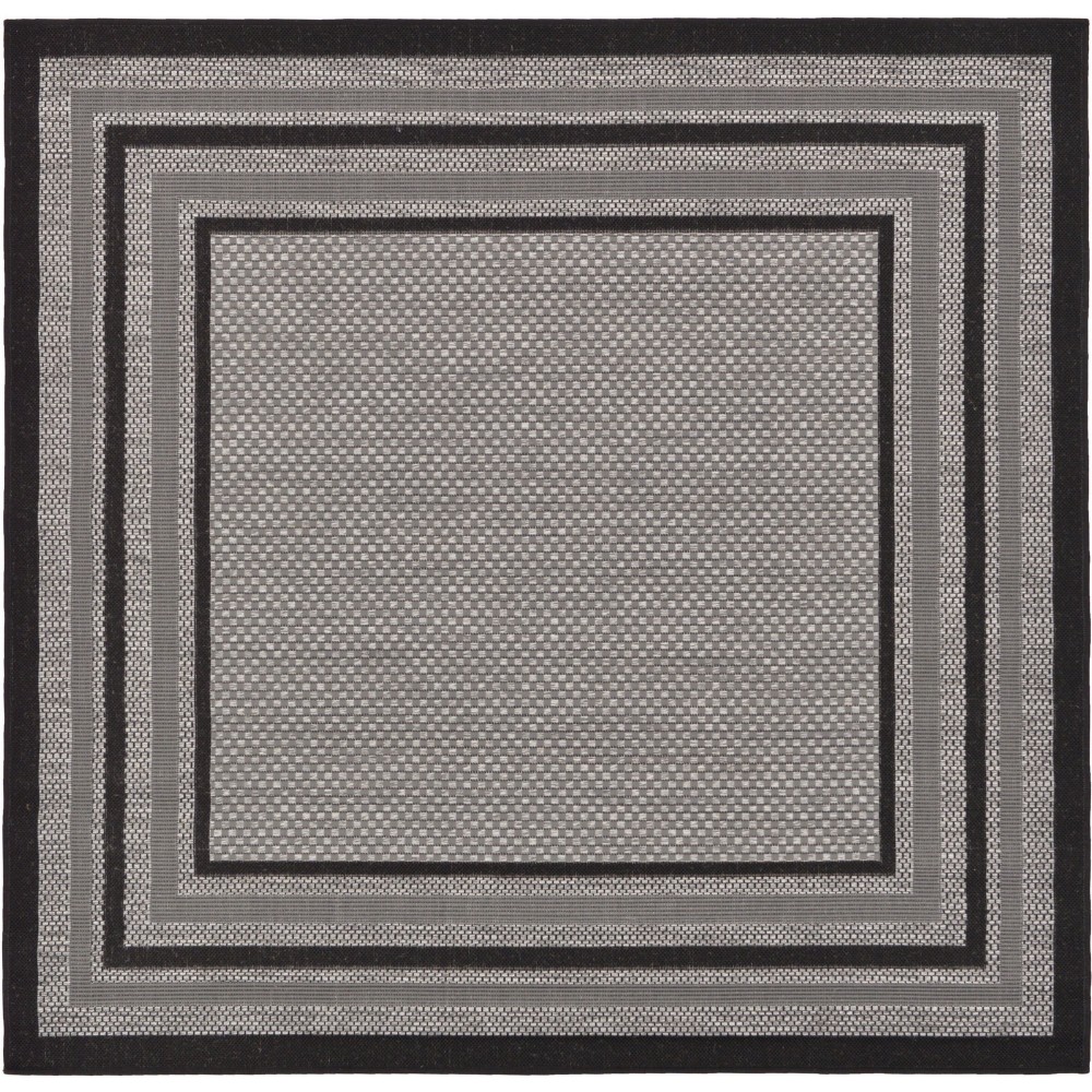 Rug Unique Loom Outdoor Border Gray Square 6' 0 x 6' 0