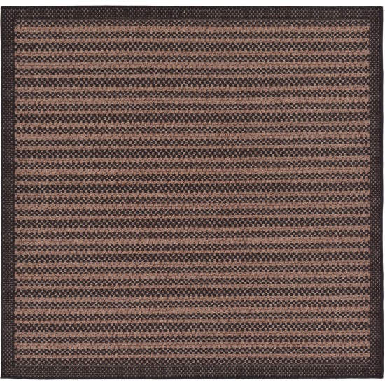 Rug Unique Loom Outdoor Border Black Square 6' 0 x 6' 0