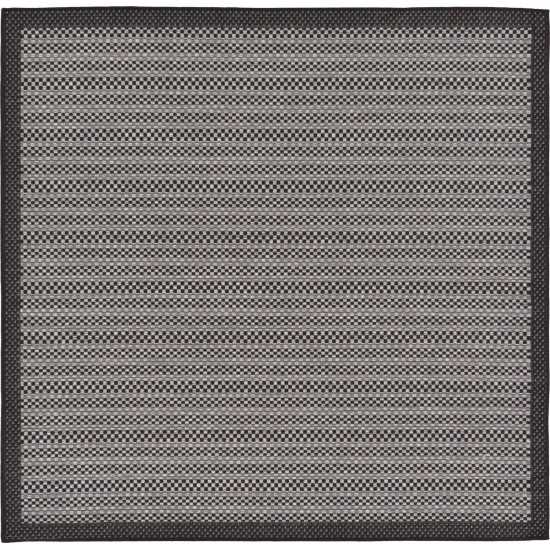 Rug Unique Loom Outdoor Border Gray Square 6' 0 x 6' 0