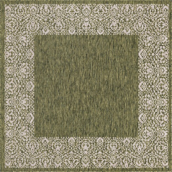 Rug Unique Loom Outdoor Border Green Square 5' 3 x 5' 3