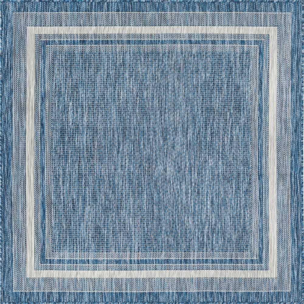 Rug Unique Loom Outdoor Border Blue Square 5' 0 x 5' 0 Rug Unique Loom Outdoor Border Blue Square 5' 0 x 5' 0