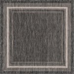 Rug Unique Loom Outdoor Border Black Square 5' 0 x 5' 0