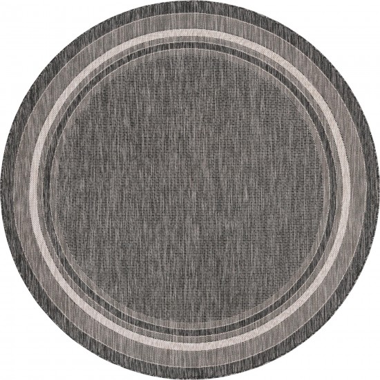 Rug Unique Loom Outdoor Border Black Round 7' 10 x 7' 10