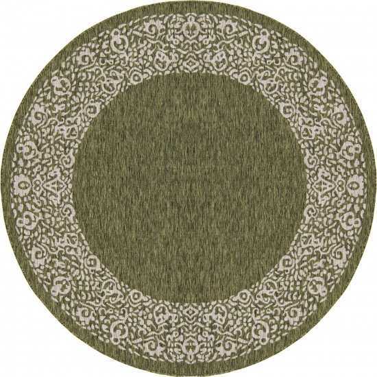 Rug Unique Loom Outdoor Border Green Round 7' 10 x 7' 10