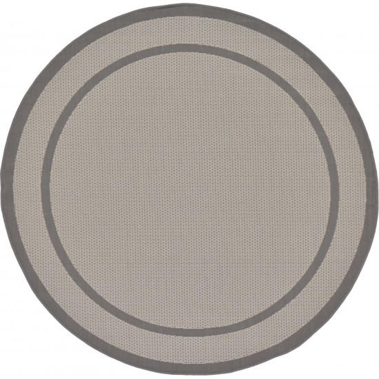 Rug Unique Loom Outdoor Border Gray Round 6' 0 x 6' 0