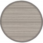 Rug Unique Loom Outdoor Border Gray Round 6' 0 x 6' 0