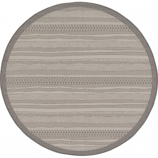 Rug Unique Loom Outdoor Border Gray Round 6' 0 x 6' 0