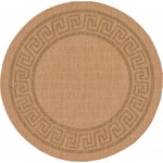 Rug Unique Loom Outdoor Border Light Brown Round 6' 0 x 6' 0