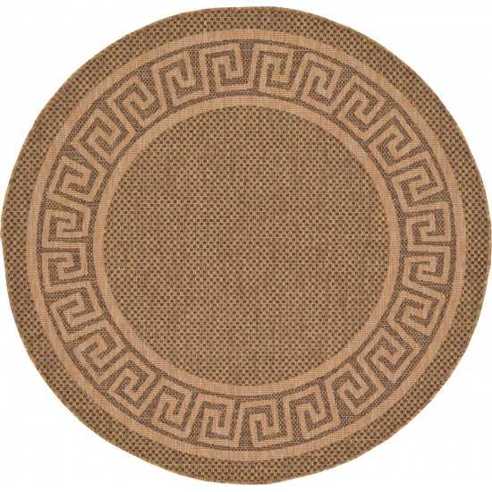 Rug Unique Loom Outdoor Border Brown Round 6' 0 x 6' 0