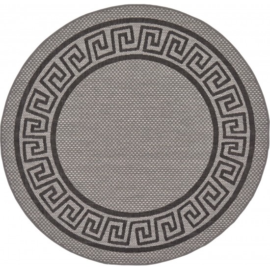 Rug Unique Loom Outdoor Border Gray Round 6' 0 x 6' 0