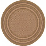 Rug Unique Loom Outdoor Border Brown Round 6' 0 x 6' 0