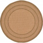 Rug Unique Loom Outdoor Border Light Brown Round 6' 0 x 6' 0