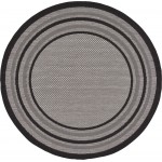 Rug Unique Loom Outdoor Border Gray Round 6' 0 x 6' 0