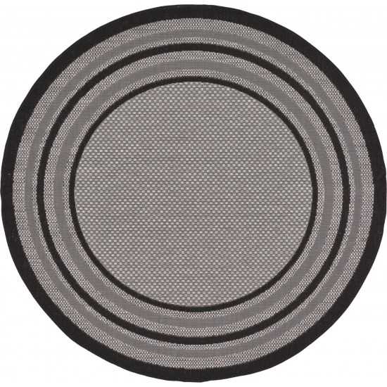 Rug Unique Loom Outdoor Border Gray Round 6' 0 x 6' 0