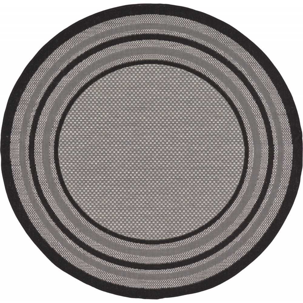 Rug Unique Loom Outdoor Border Gray Round 6' 0 x 6' 0