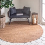 Rug Unique Loom Outdoor Border Light Brown Round 6' 0 x 6' 0