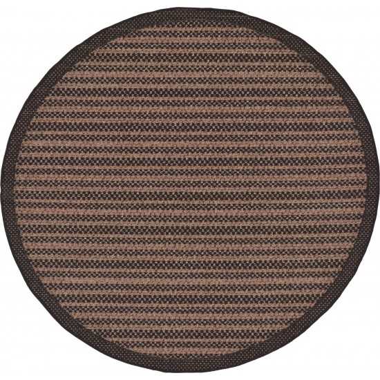 Rug Unique Loom Outdoor Border Black Round 6' 0 x 6' 0